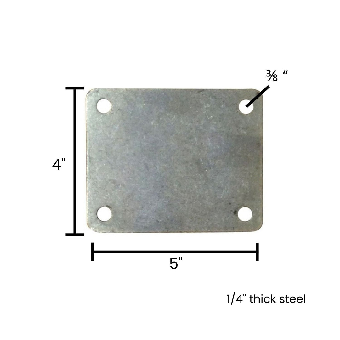 steel fabrication roll cage base mount with dimensions and thickness indicated