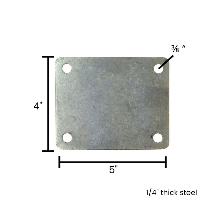 steel fabrication roll cage base mount with dimensions and thickness indicated