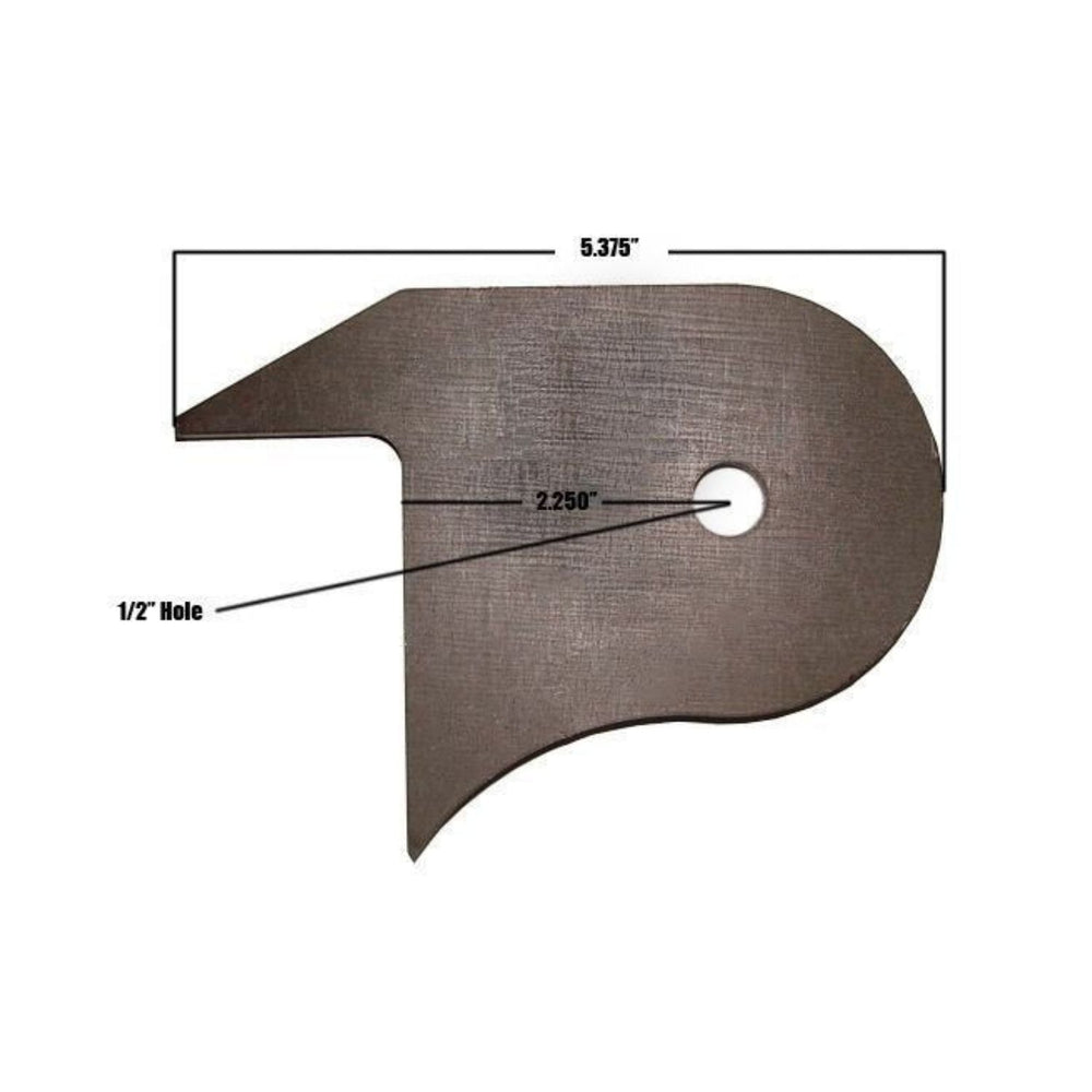 front axle truss suspension mount with measurements on a white background