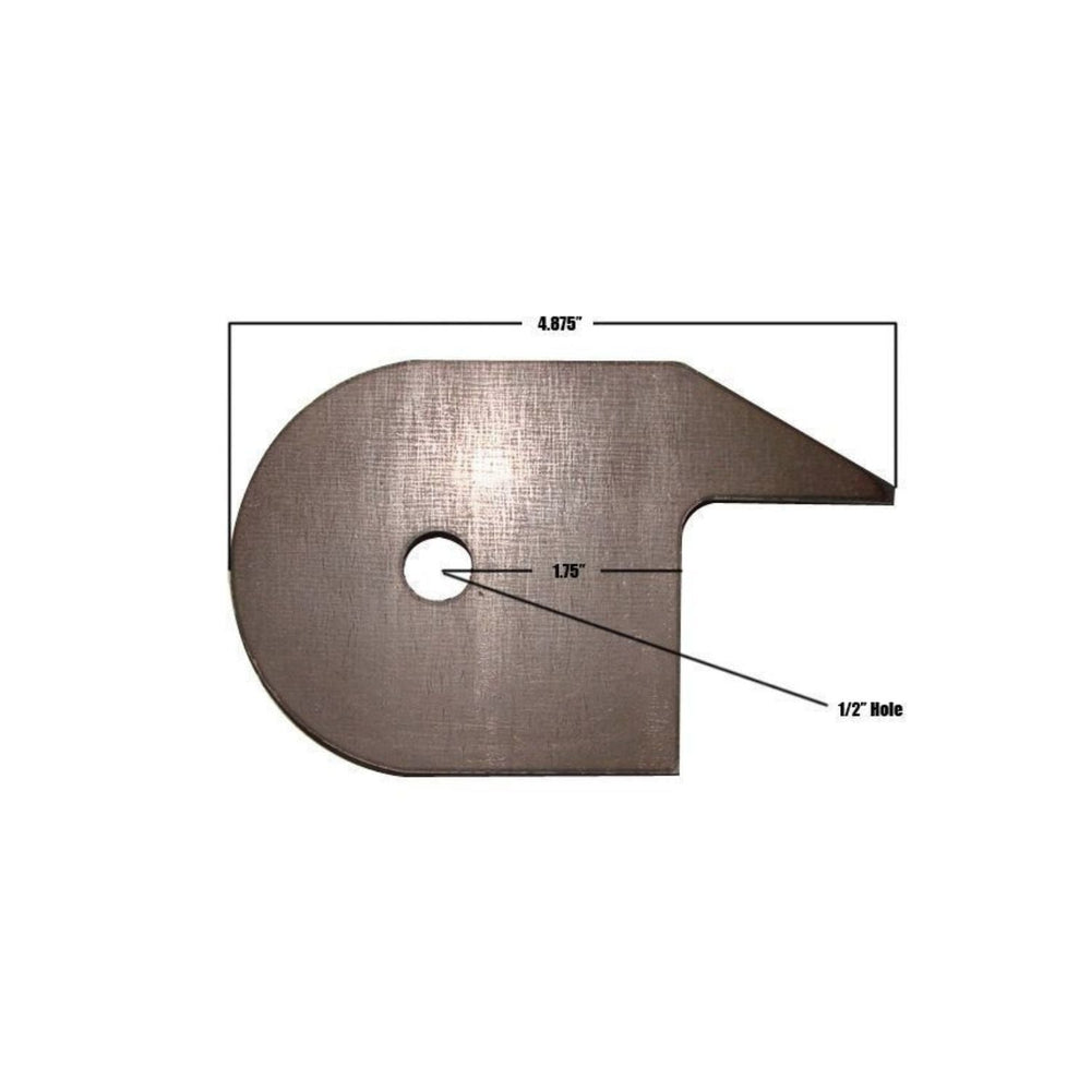  front axle suspension link bracket with dimensions labeled on a white background