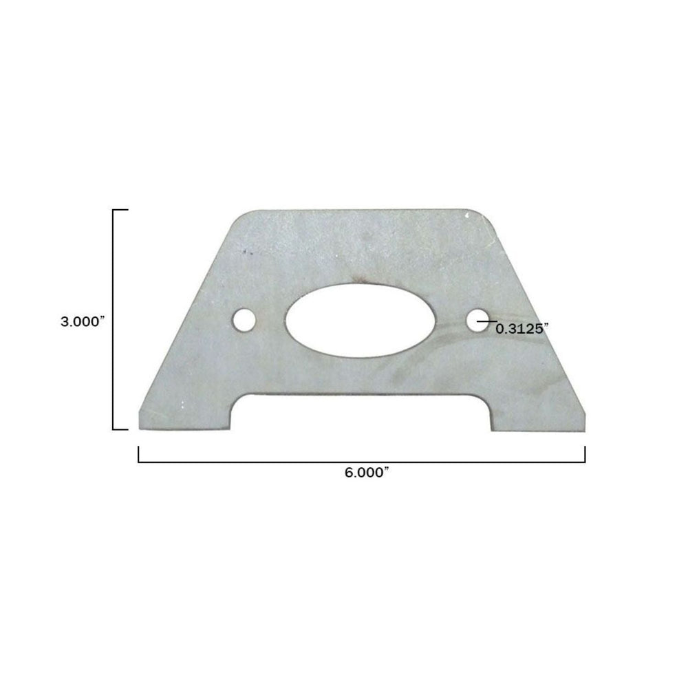 weld on off road fuel pump mount with dimensions on a white background