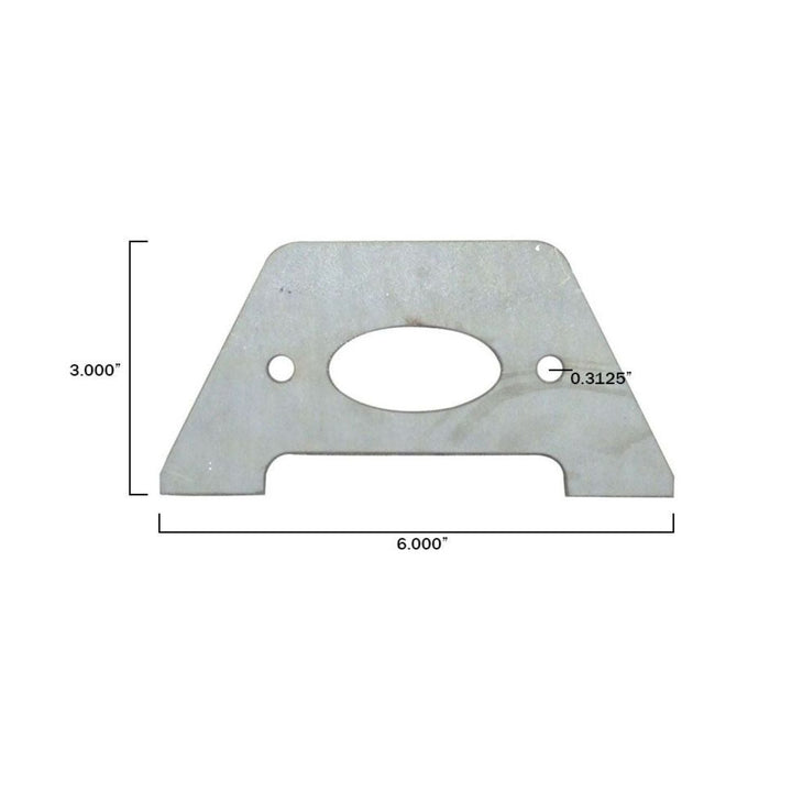 weld on off road fuel pump mount with dimensions on a white background