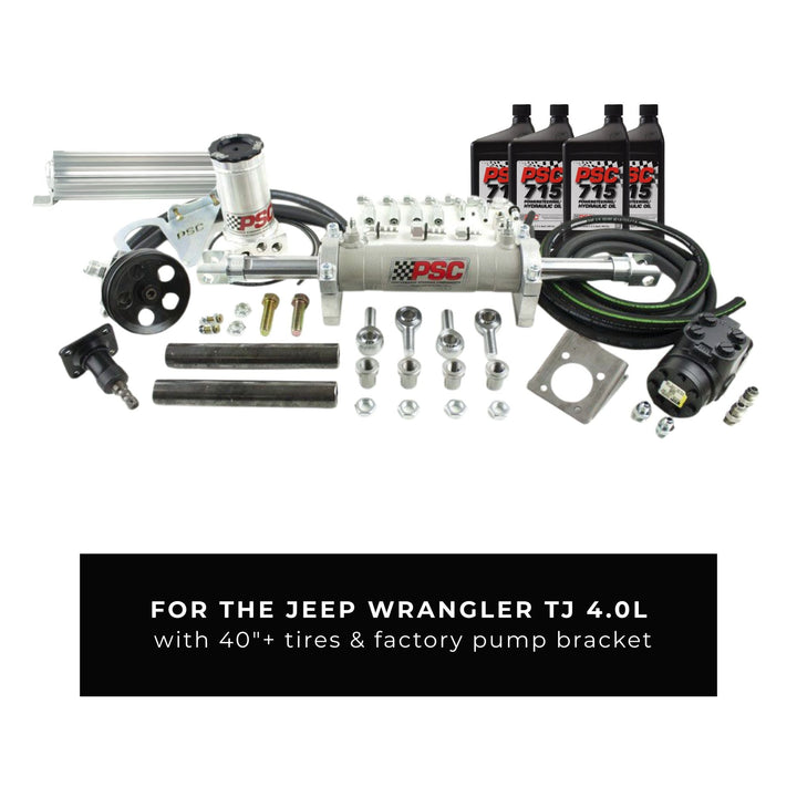 PSC full hydraulic steering kit for Jeep Wrangler TJ 4.0L on a white background