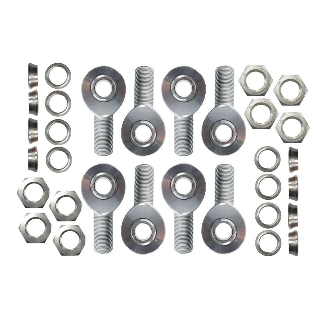 1-1/4 chromoly four link rod end kit parts on a white background