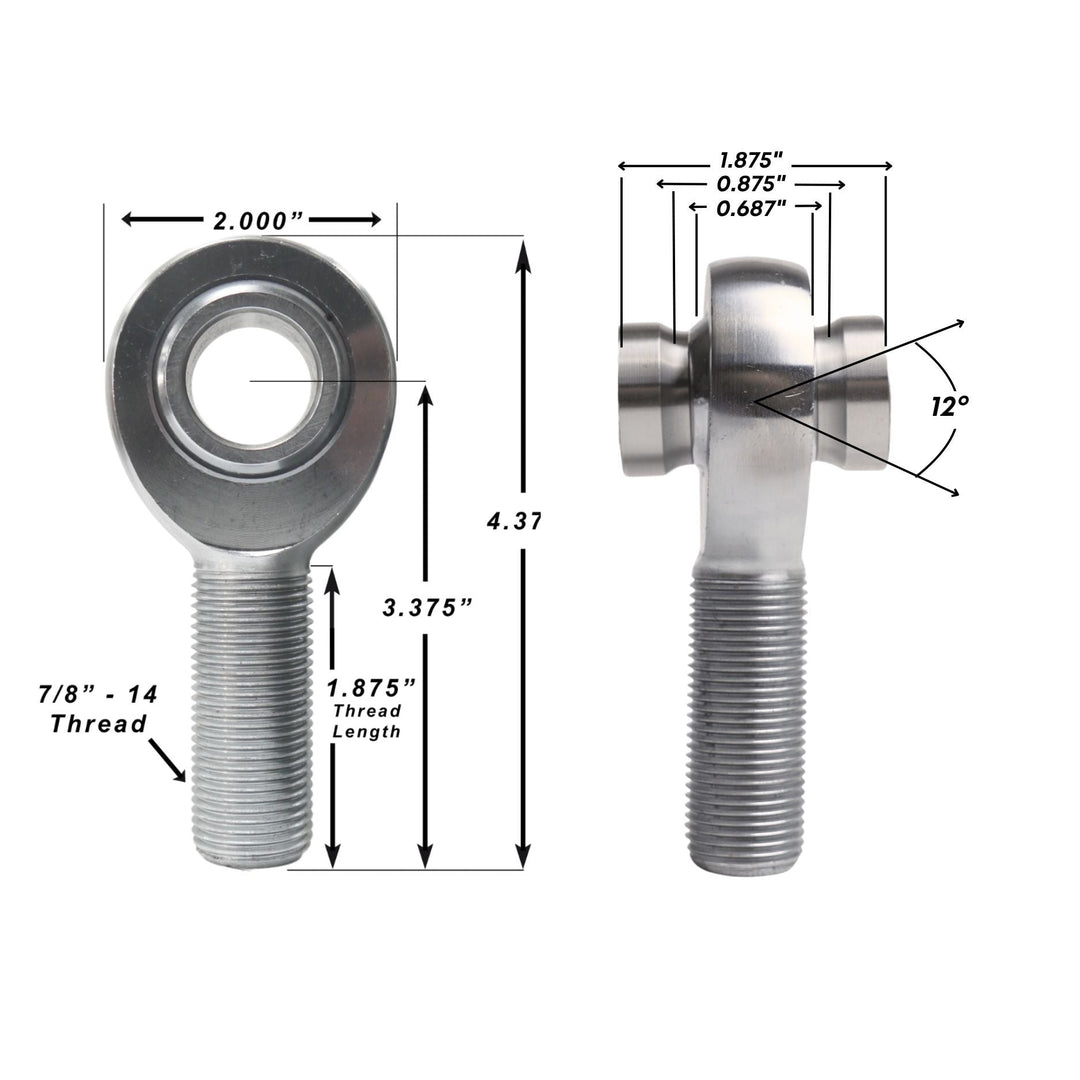 WOD Chromoly Four-Link Rod End Kit – 7/8"-14 Shank, 3/4" Bore