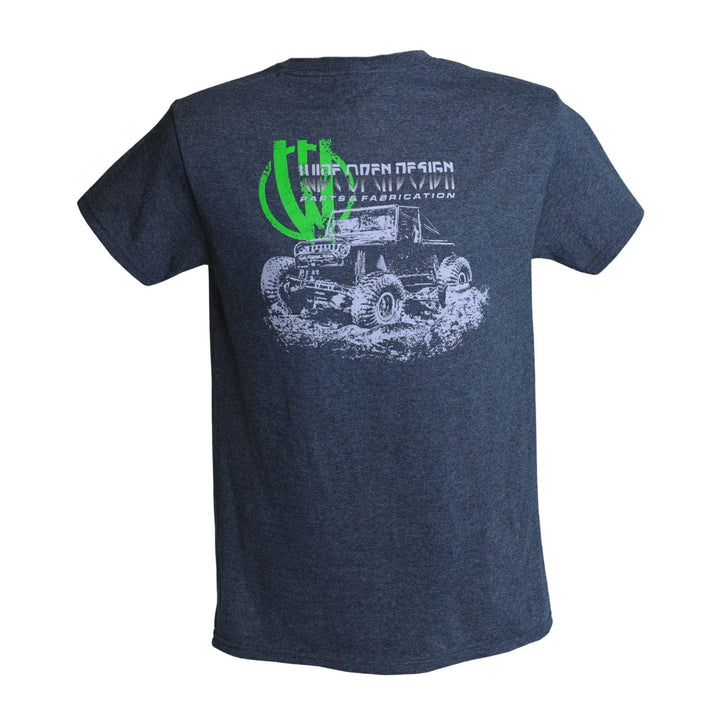 Jeep chassis off-road t-shirt, featuring a green logo and white text.
