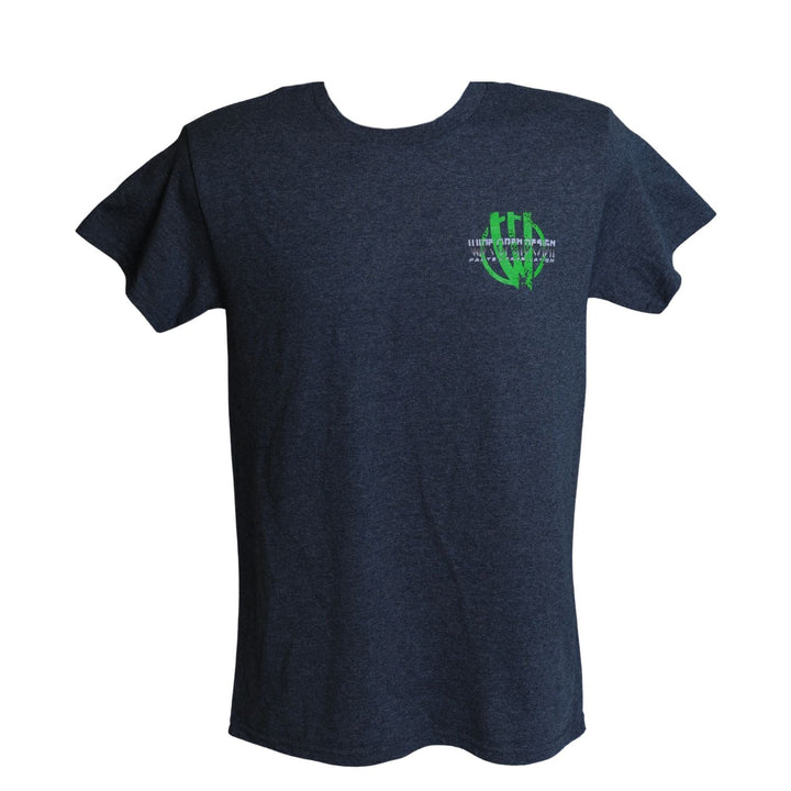LJ Jeep trail rig graphic tee with a green logo on a white background