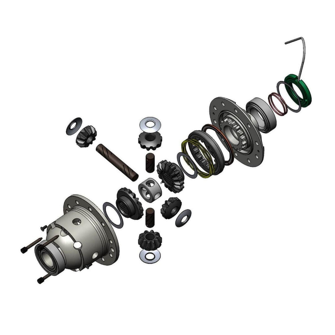 Exploded diagram of Toyota 8” selectable locking differential on a white background