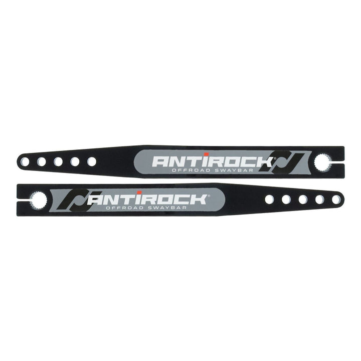 Two black 25 spline off-road sway bars with silver and white ANTIROCK branding, shown on a plain white background.