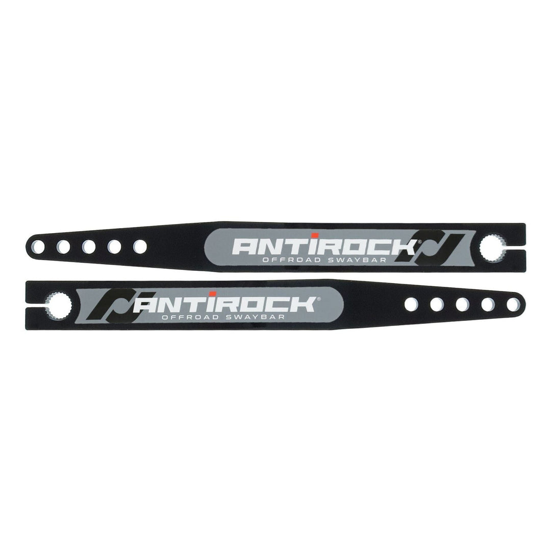 Two black 25 spline off-road sway bars with silver and white ANTIROCK branding, shown on a plain white background.