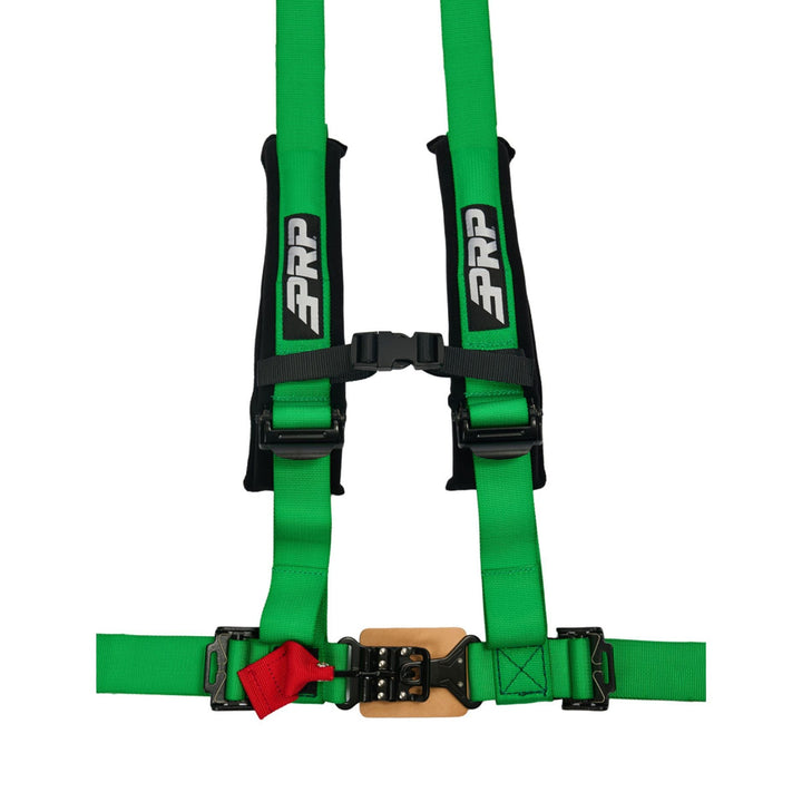 Green 5-point SFI 16.1 2 inch racing harness with PRP logo on a white background
