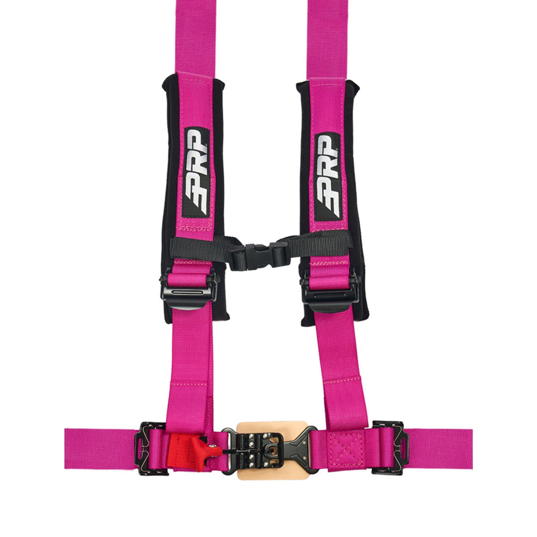 Pink 5-point SFI 16.1 2 inch racing harness with PRP logo on a white background