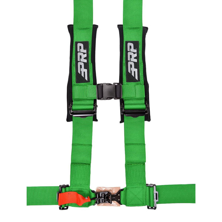 Green PRP 4.3 4 point padded harness on a white background 
