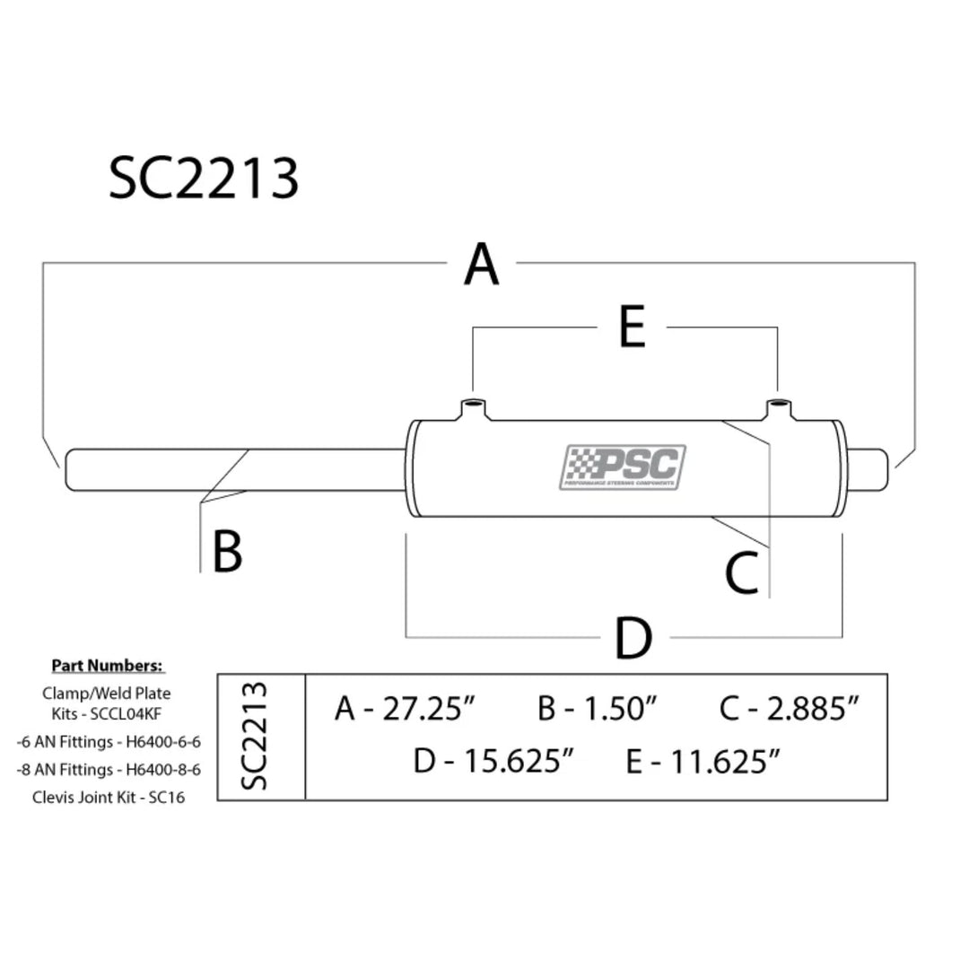 PSC 2.5"x10" Double-Ended Full Hydraulic Steering Cylinder