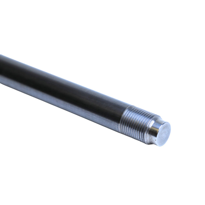 rebuildable 2.0 coilover shaft replacement with threaded end on a white background