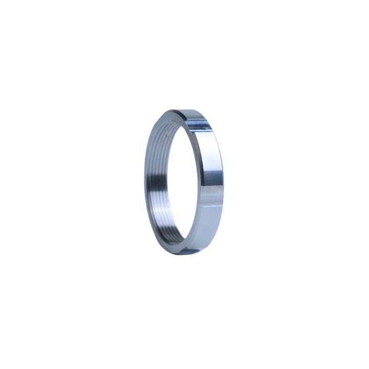 Silver 2.0 coilover preload lock nut on a white background