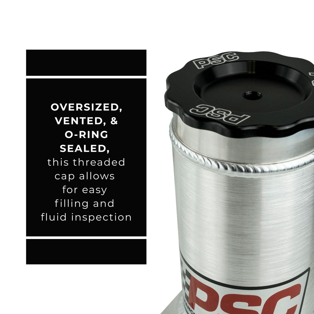 Type II TC power steering remote reservoir with PSC branding on a white background