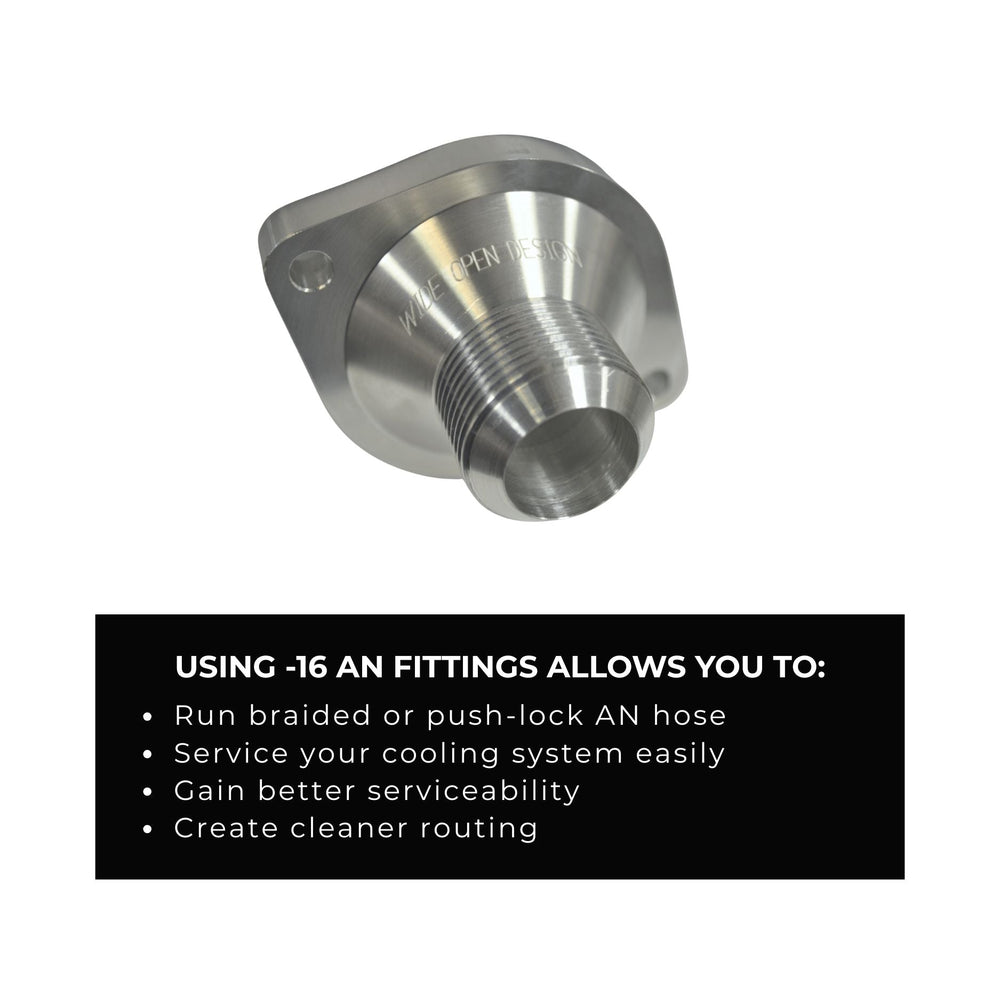 LS swap AN coolant housing replacement with text on a white background