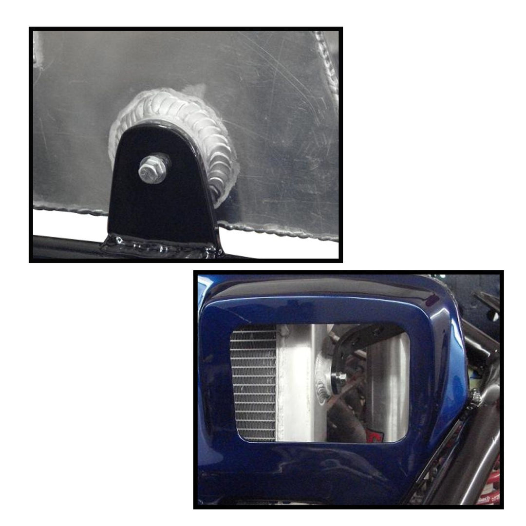 Close-up of a metal weld on aluminum mount puck