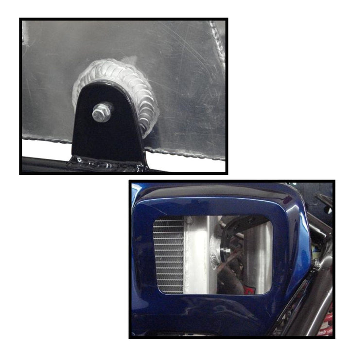 Close-up of a metal weld on aluminum mount puck