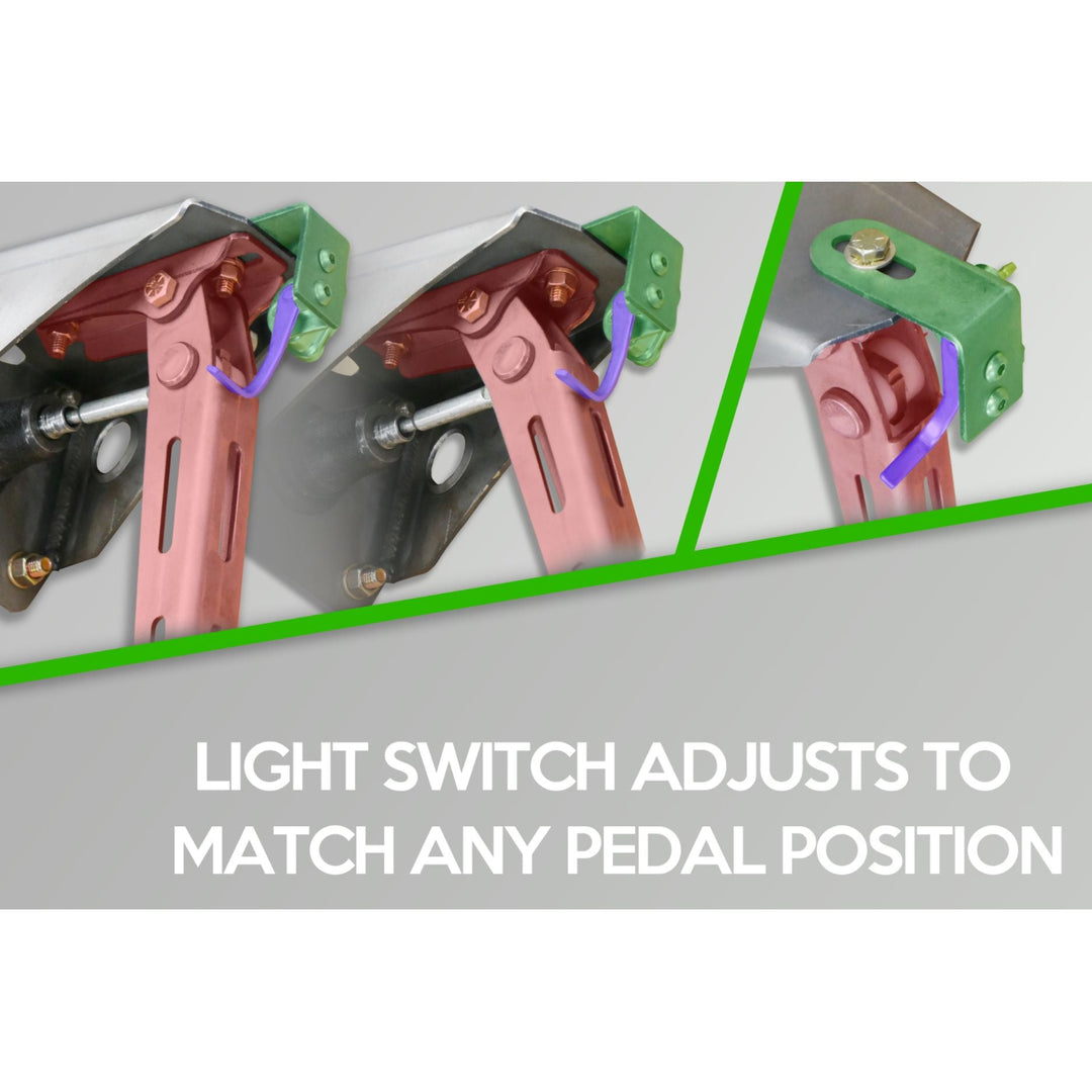 custom hydroboost brake light activation kit illustrating adjusting to match any pedal position on a gray background