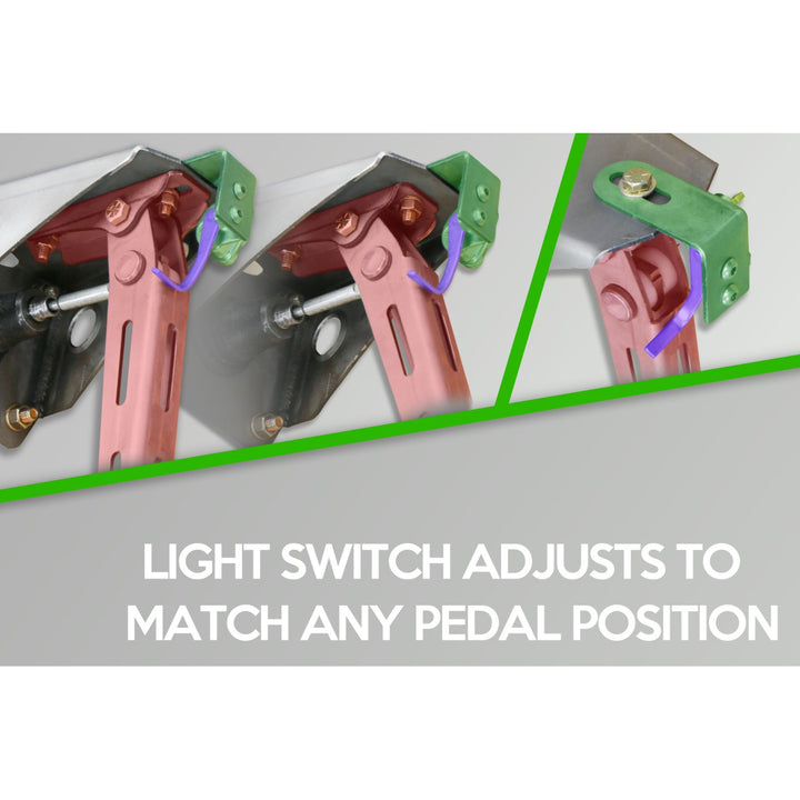 custom hydroboost brake light activation kit illustrating adjusting to match any pedal position on a gray background