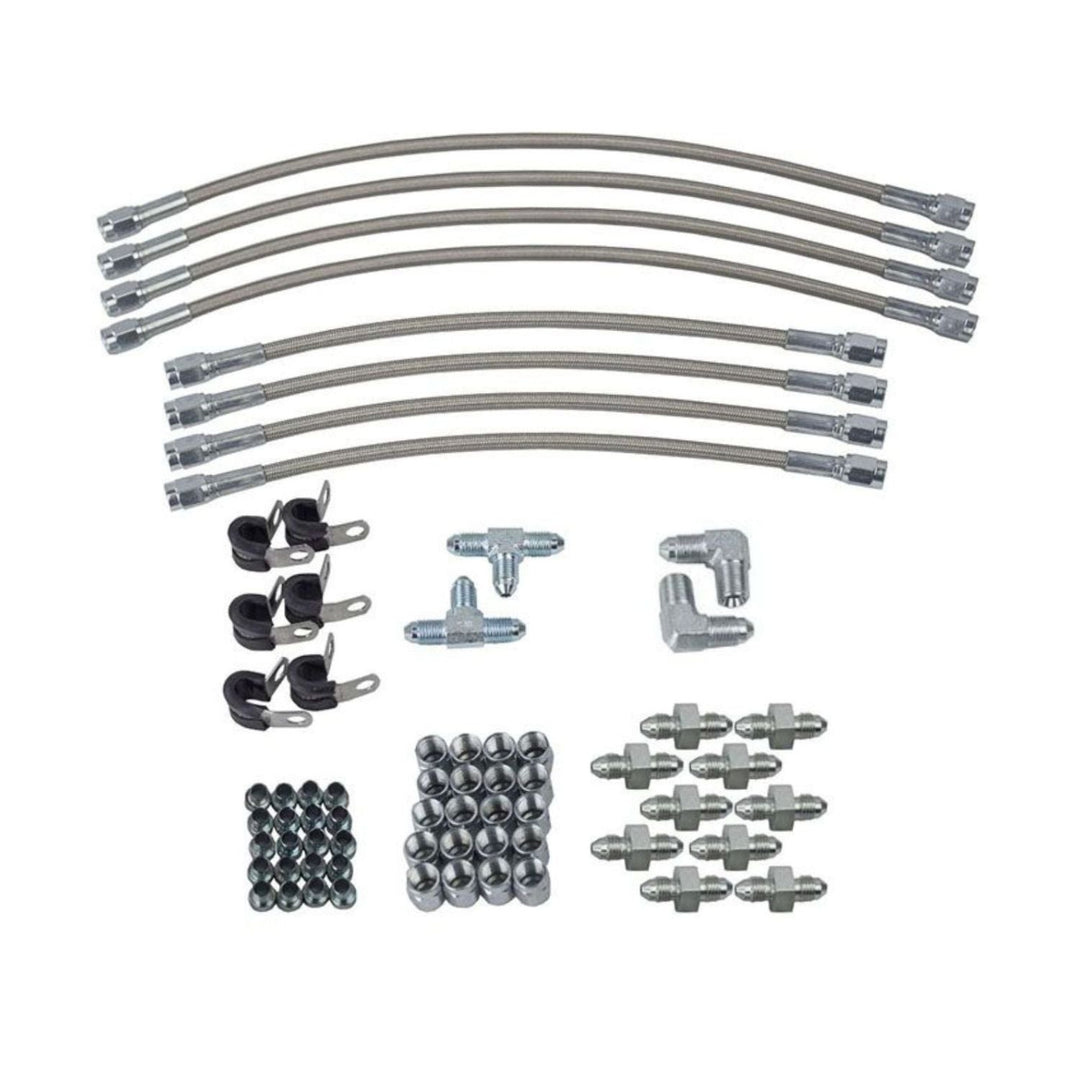 1/8 NPT master cylinder plumbing kit for dual steer on a white background
