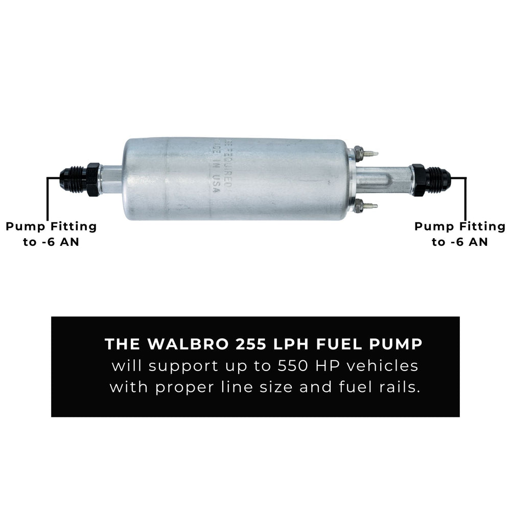 LS swap -6 AN fuel line kit with labeled fittings and technical specifications on a white background