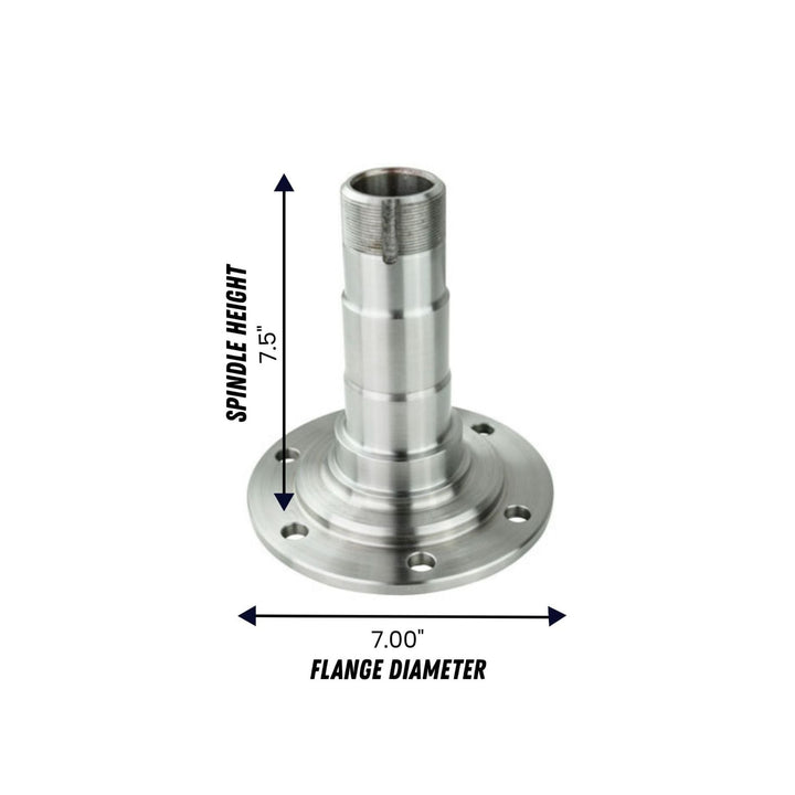 GM Dana 60 spindle hub brake assembly kit with text indicating measurements of spindle on a white background