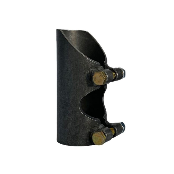 Black 2 inch short bump can with bolts on a white background