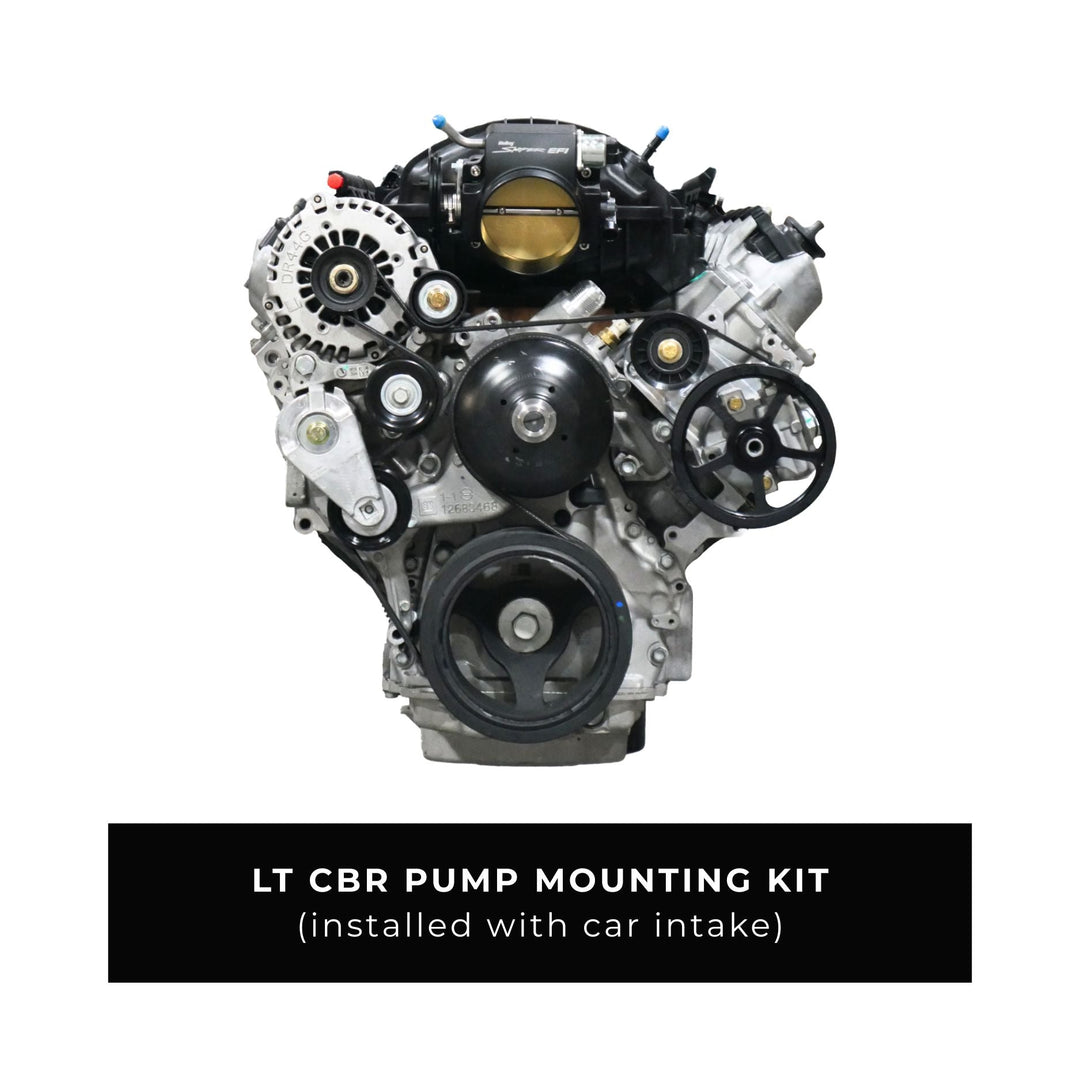 Car engine with LT CBR pump mounting kit for LT swap text on a white background