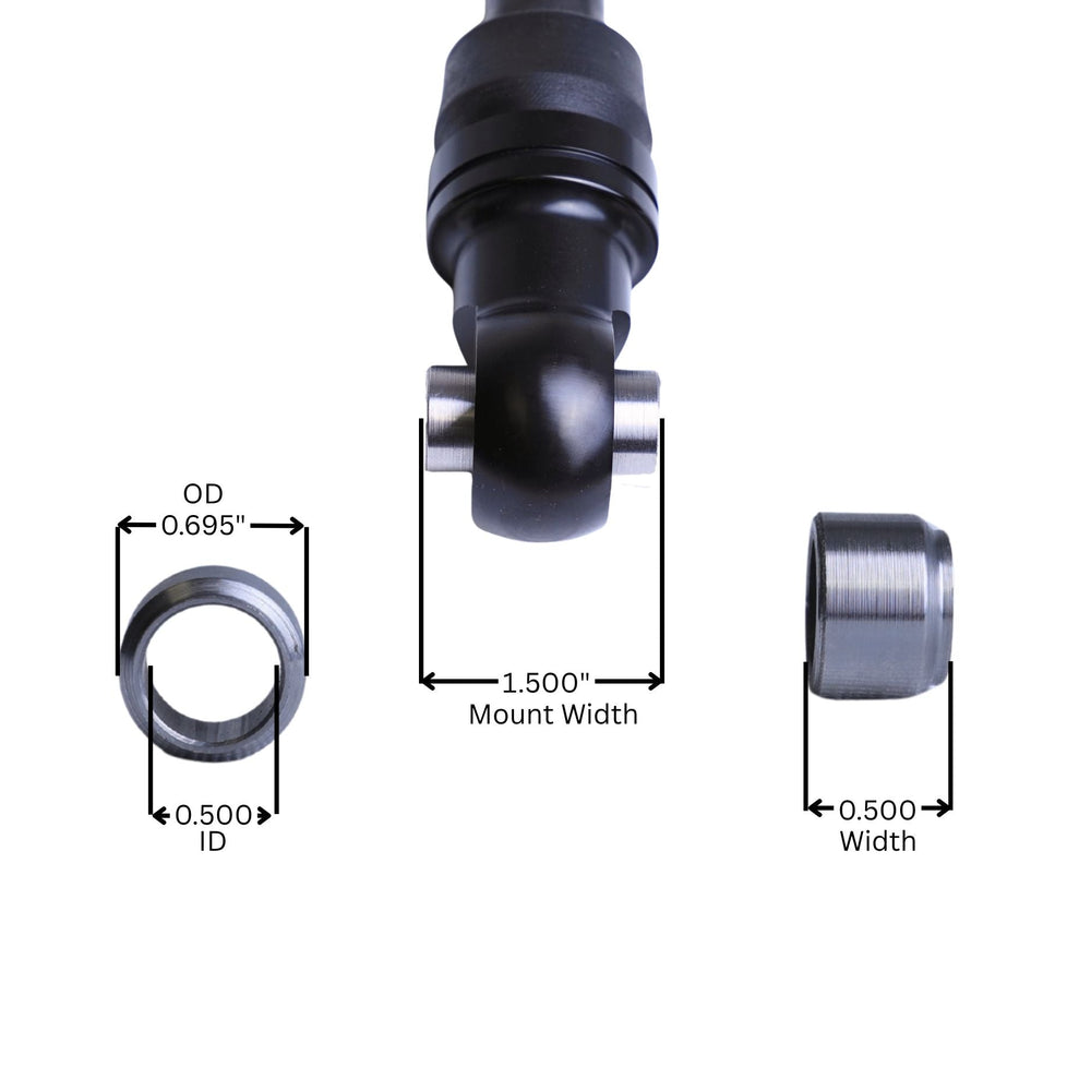 Radflo 2.0 coilover spacer replacement with dimensions labeled on a white background