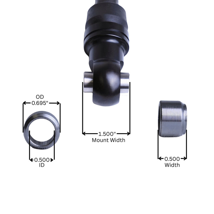 Radflo 2.0 coilover spacer replacement with dimensions labeled on a white background
