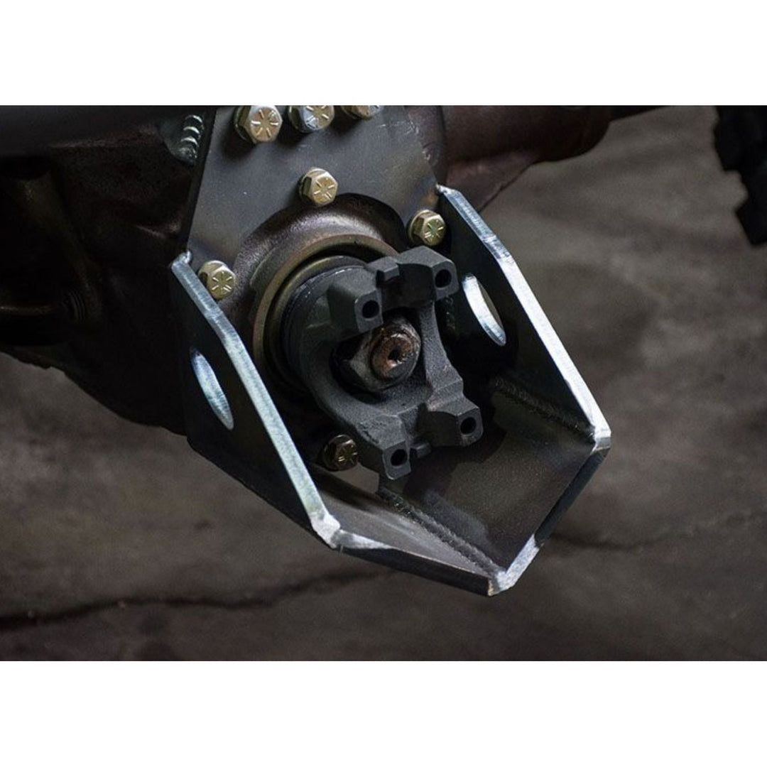 Close-up of a  off road 14 bolt truss accessory welded on a vehicle