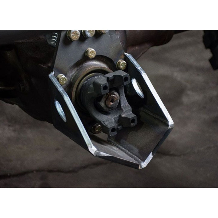 Close-up of a  off road 14 bolt truss accessory welded on a vehicle