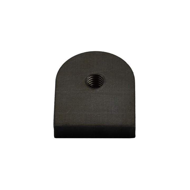 skid plate tab with a threaded hole on a white background