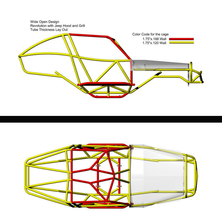 Wide Open Design Revolution Rock Crawler Chassis with Jeep CJ Hood &amp; Grille