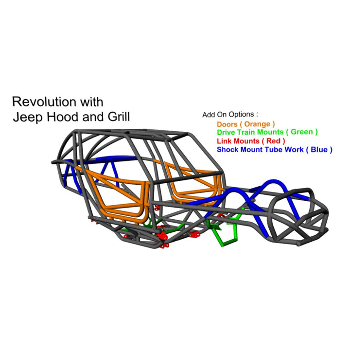 Wide Open Design Revolution Rock Crawler Chassis with Jeep CJ Hood &amp; Grille