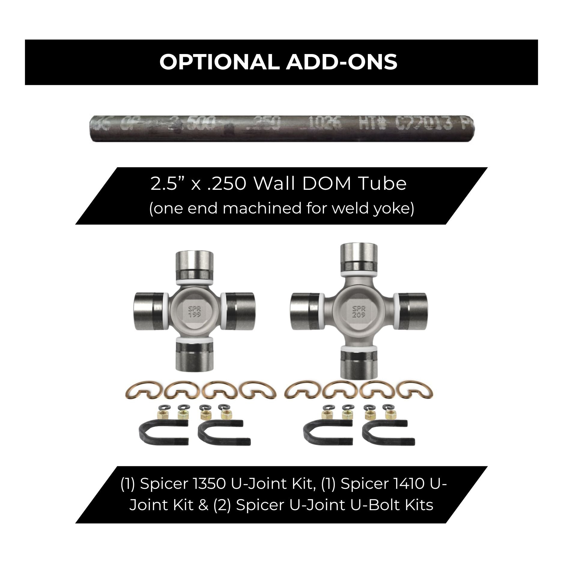 WOD 1350/1410 Slip Driveshaft Builder Kit | Hybrid Heavy Duty