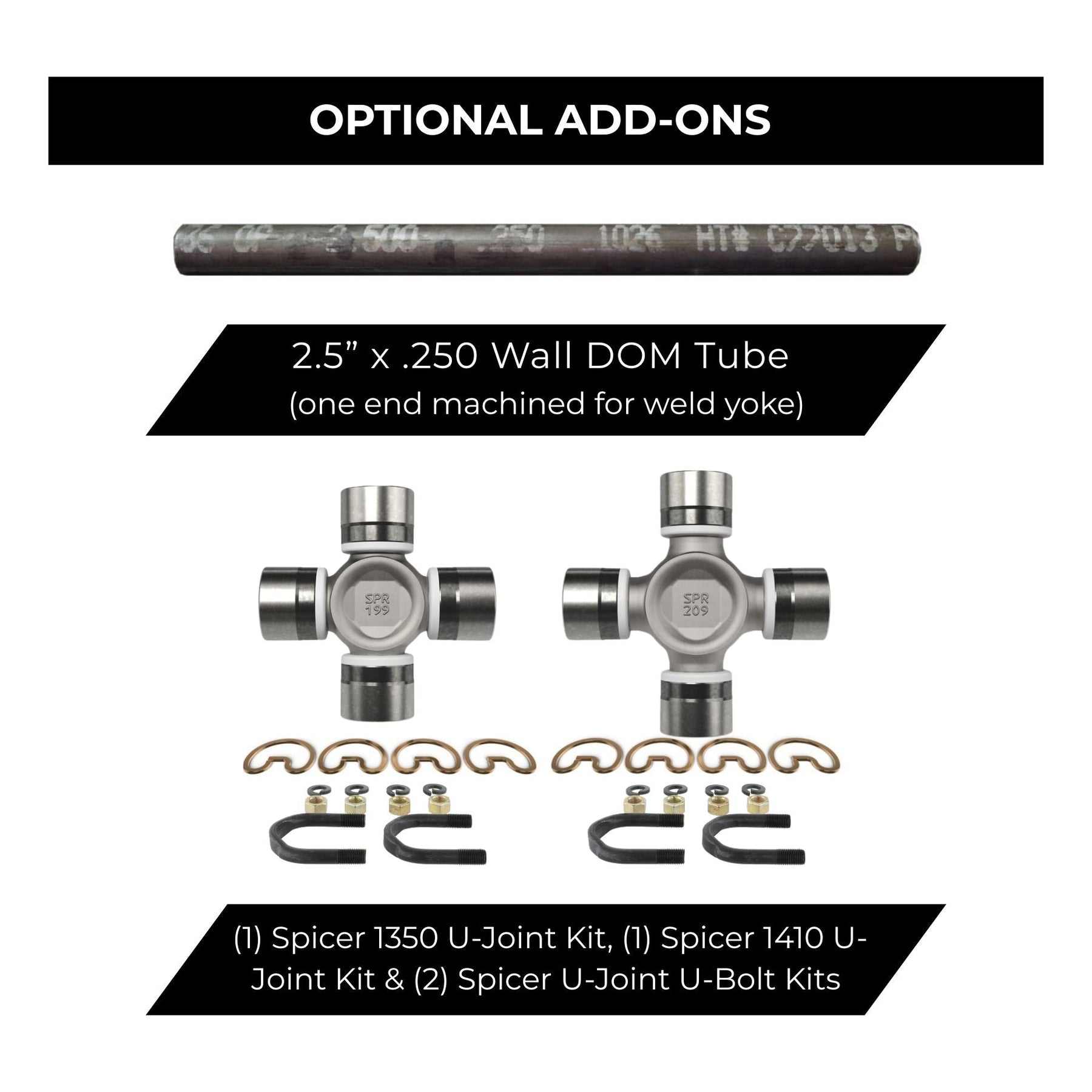 WOD 1350/1410 Slip Driveshaft Builder Kit | Hybrid Heavy Duty