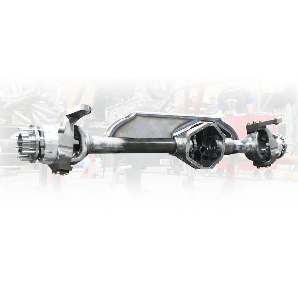Car axle with 14 bolt front truss 1/4 inch steel welded on a white background