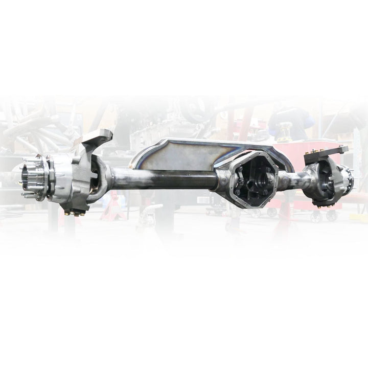 Car axle with 14 bolt front truss 1/4 inch steel welded on a white background