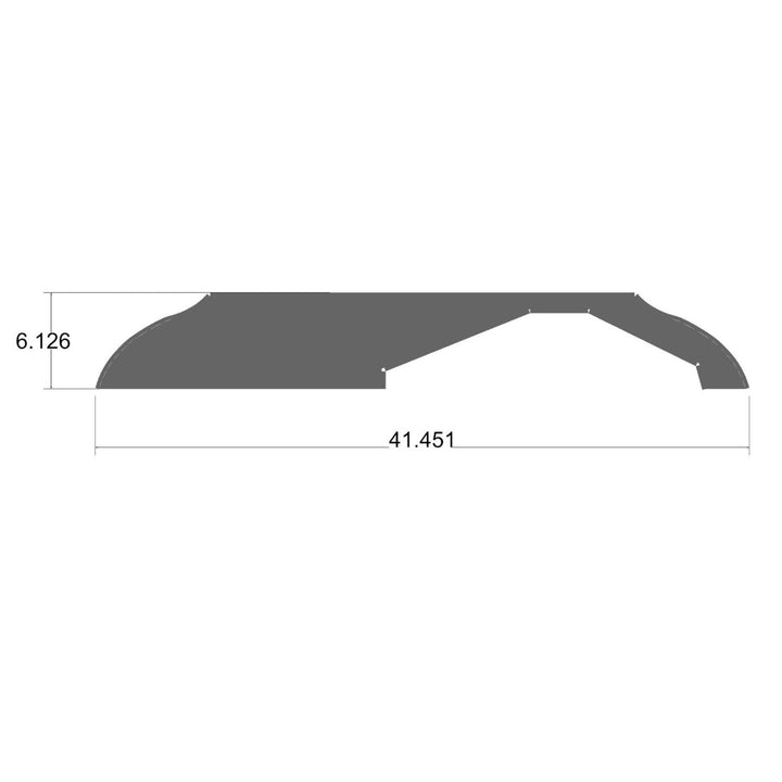 Technical drawing of a 14 bolt differential housing truss with dimensions on a white background