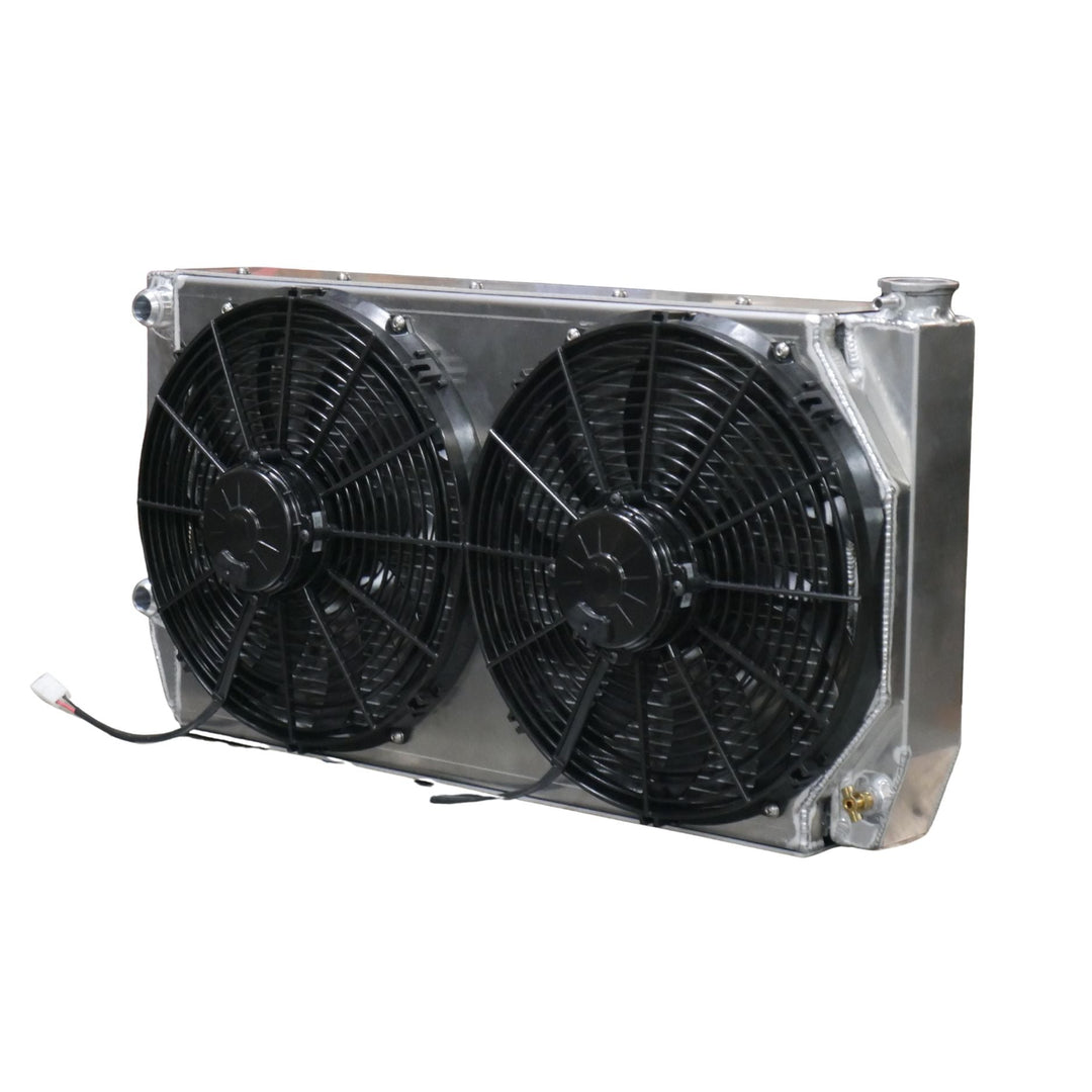 heavy duty off road radiator with -16 AN fittings on a white background