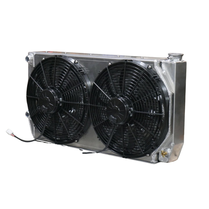 heavy duty off road radiator with -16 AN fittings on a white background