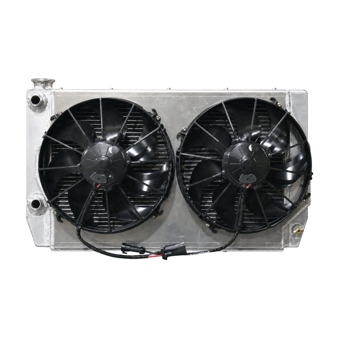 dual pass aluminum radiator on a white background
