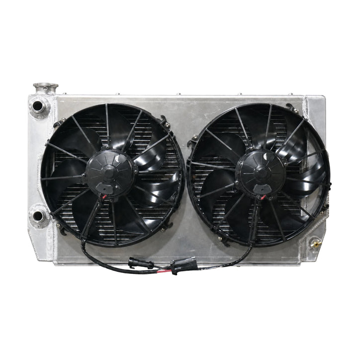 dual pass aluminum radiator on a white background