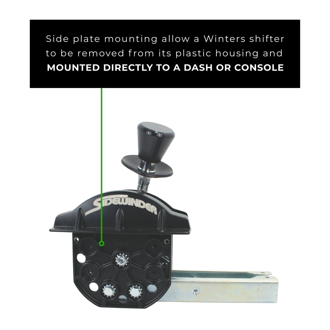 Winters shifter with side plate mounting instructions on a white background