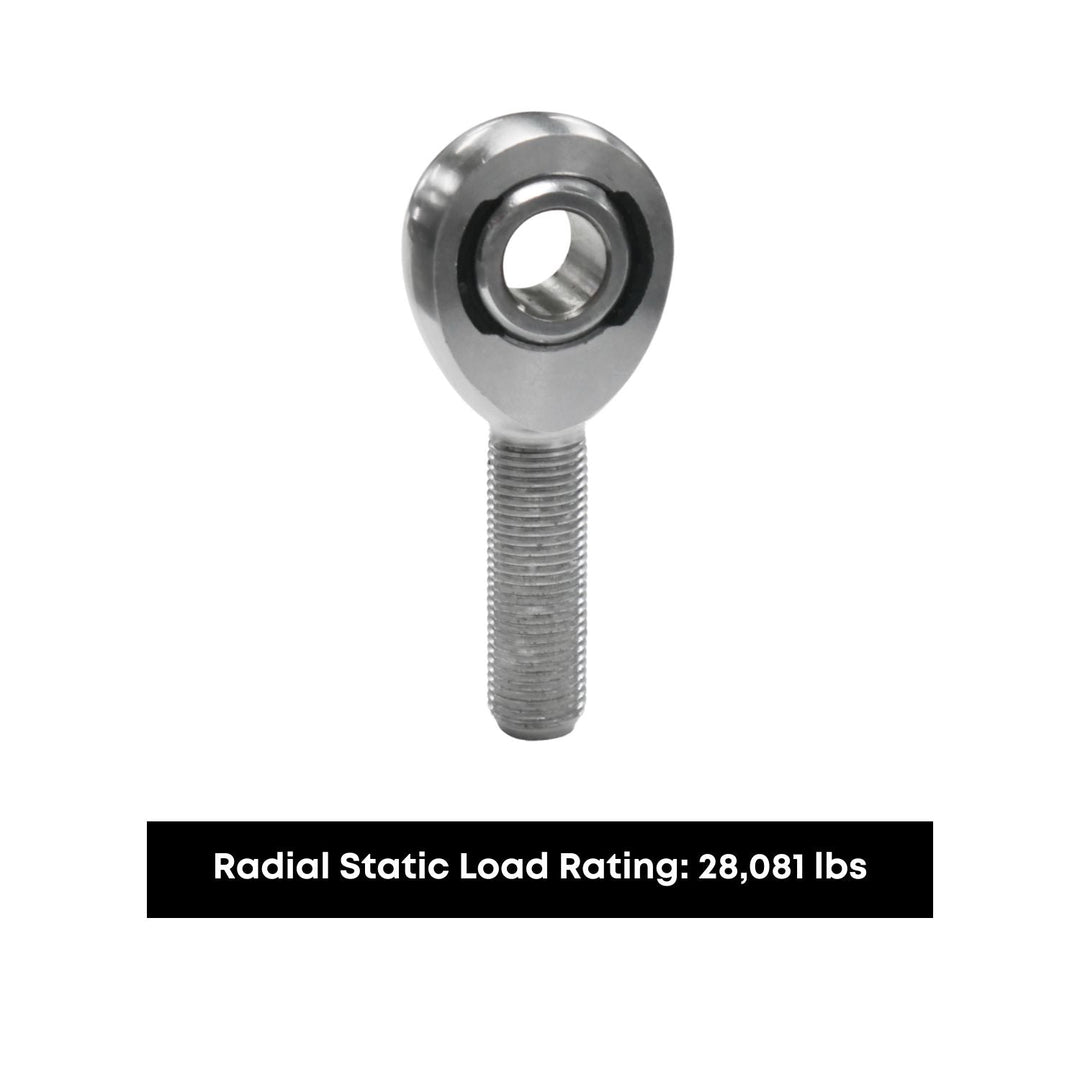 four link suspension rod end with radial static load rating on a white background