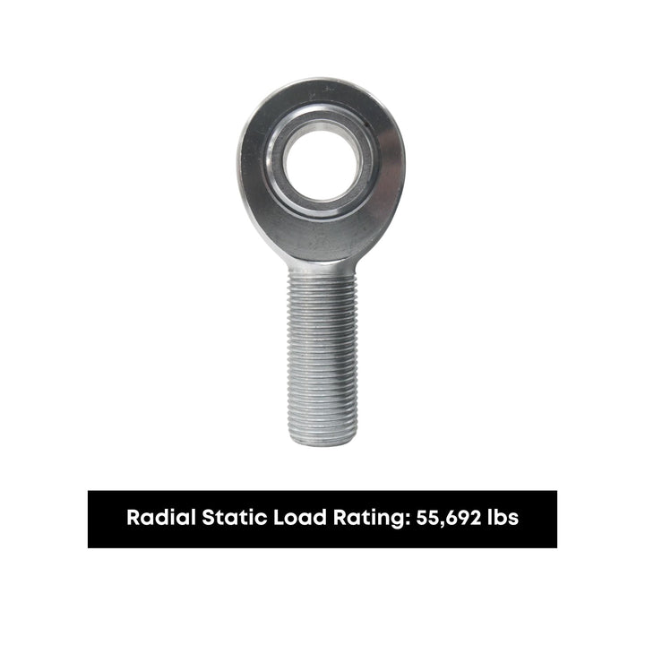 Chromoly rod ends with threaded shaft on a white background